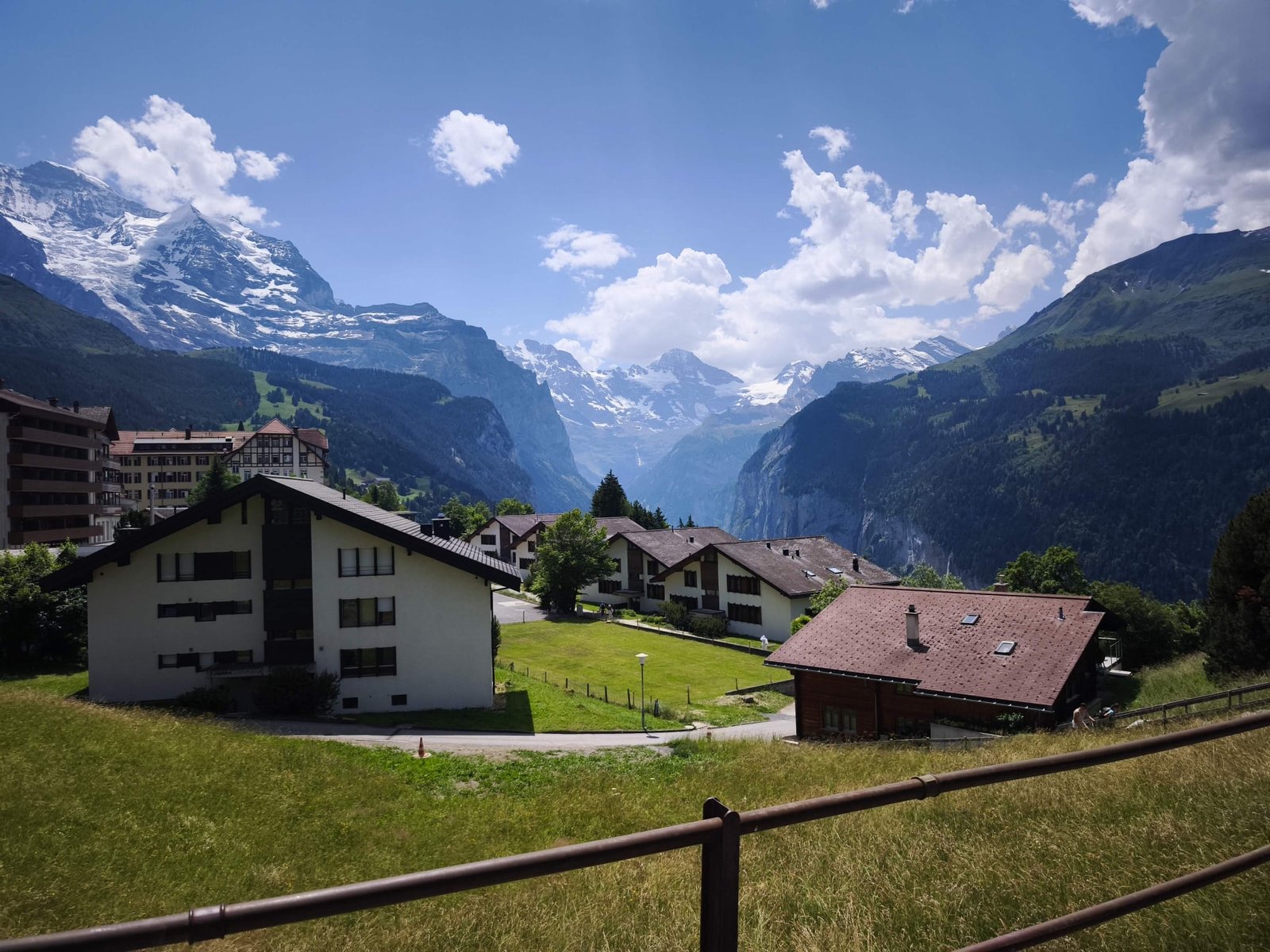 Grindelwald alpine village with snow-capped Jungfrau peaks on a private day trip from Zürich